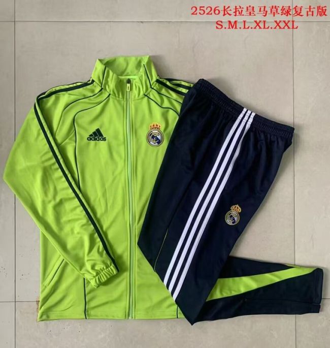 2025-2026 Real Madrid Green Soccer Training Jacket and Pants Football Tracksuit