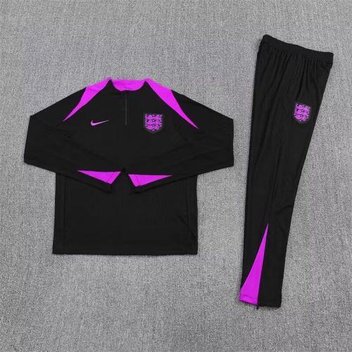 2025-2026 England Black Soccer Training Sweater and Pants Football Kit