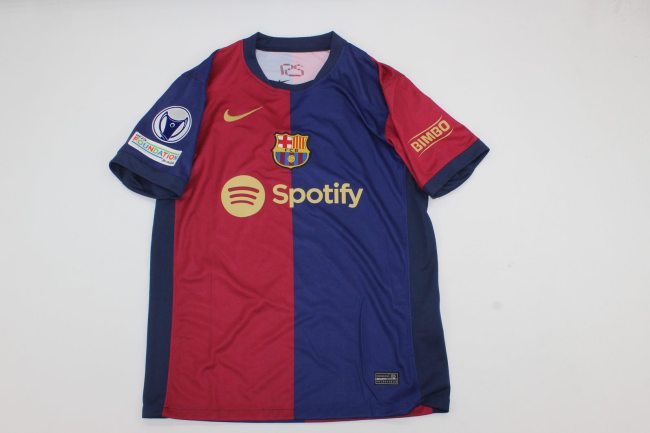 with Femal UCL Patch Barcelona Camisetas de Futbol Fans Version 2024-2025 Barcelona Home Soccer Jersey