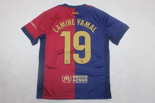 without Sponor Logo Fan Version 2024-2025 Barcelona 19 LAMINE YAMAL 125th Anniversary Home Soccer Jersey Barca Camisetas de Futbol