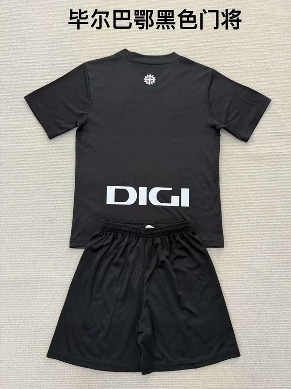 Youth Uniform Kids Kit 2025-2026 Athletic Bilbao Black Goalkeeper Soccer Jersey Shorts Child Football Set
