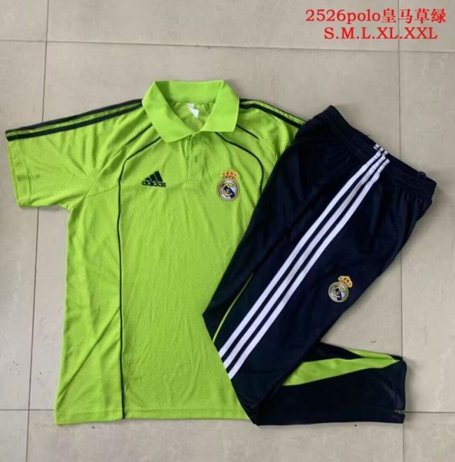 2025-2026 Real Madrid Green Soccer Polo and Pants Football Kit