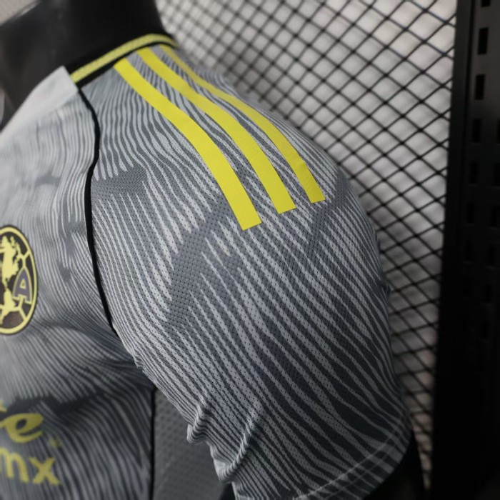 Player Version 2025-2026 Club America Aguilas Grey/Yellow Soccer Jersey Football Shirt