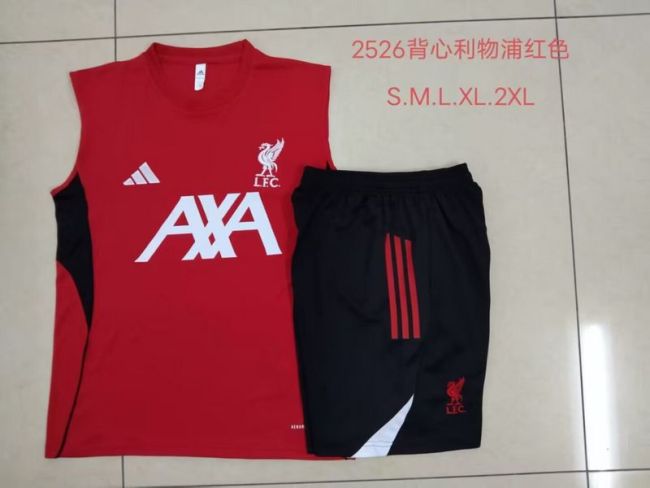 Adult Uniform 2025-2026 Liverpool Red Soccer Training Vest and Shorts Football Set
