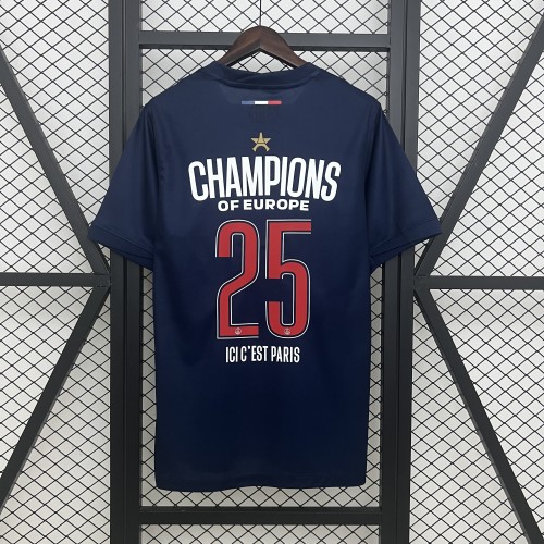 with one Star PSG MAILLOT Fan Version 2024-2025 CHAMPIONS OF EUROPE 25 ICI C'EST PARIS COLLECTOR'S SHIRT Home Soccer Jersey
