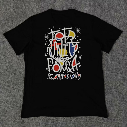Barca Camisetas de Futbol 2025-2026 Barcelona Black/Colorful Cotton T-shirt