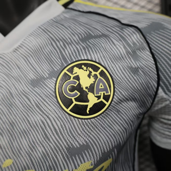 Player Version 2025-2026 Club America Aguilas Grey/Yellow Soccer Jersey Football Shirt