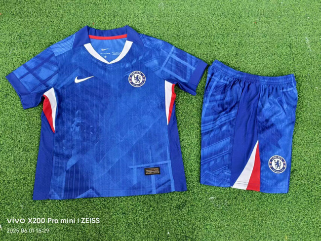 Player Version Youth Uniform Kids Kit 2025-2026 Chelsea Home Soccer Jersey Shorts Child Football Set