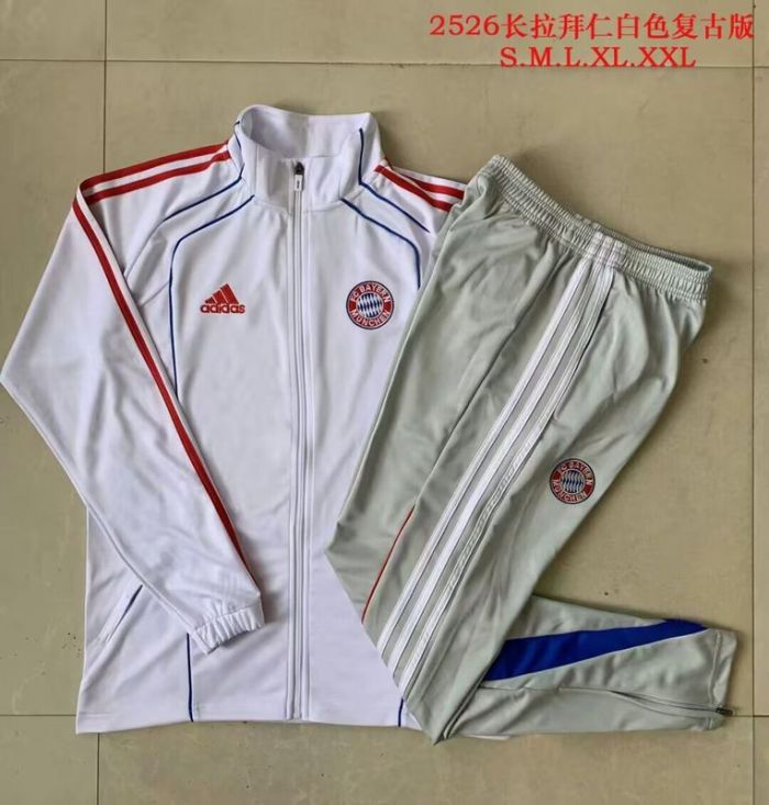 Youth 2025-2026 Bayern Munich White Soccer Training Jacket Football Jacket and Pants