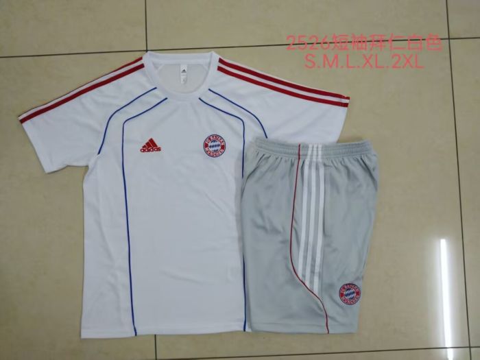 Adult Uniform 2025-2026 Bayern Munich White Soccer Training Jersey and Shorts Football Set