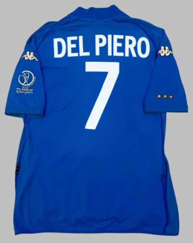 with Patch Retro Jersey 2002 Italy DEL PIERO 7 Home Soccer Jersey Vintage Football Shirt