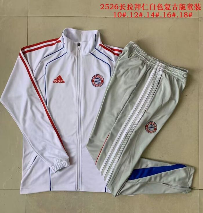 2025-2026 Bayern Munich White Soccer Training Jacket and Pants Football Tracksuit