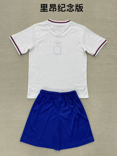 Youth Uniform Kids Kit 2025-2026 Lyon 75th Anniversary Soccer Jersey Shorts Olympique Lyonnais Child Football Set