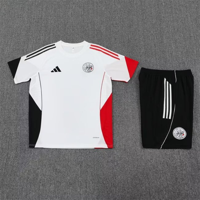 Adult Uniform 2025-2026 Ajax White Soccer Training Jersey and Shorts Football Kits