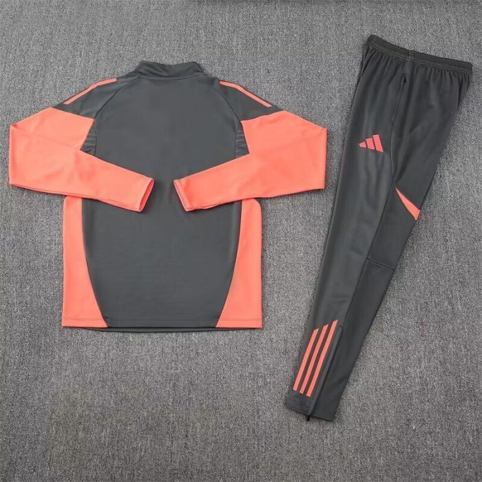 2025-2026 Bayern Munich Dark Grey/Orange Soccer Training Sweater and Pants Football Kit