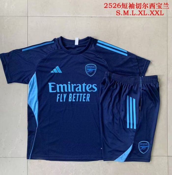 Adult Uniform 2025-2026 Arsenal Dark Blue Soccer Training Jersey and Shorts Football Set