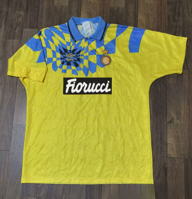 Retro Jersey 1992-1993 Inter Milan Third Away Yellow Soccer Jersey Vintage Football Shirt