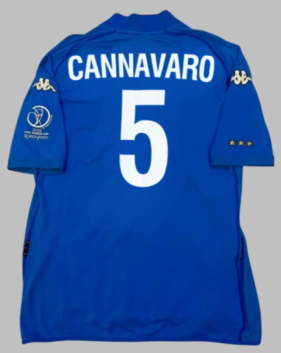 with Patch Retro Jersey 2002 Italy CANNAVARO 5 Home Soccer Jersey Vintage Football Shirt