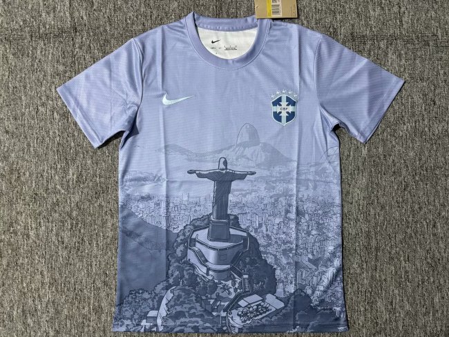 Fan Version 2025 Brazil Grey Jesus Edition Soccer Jersey Brasil Camisetas de Futbol