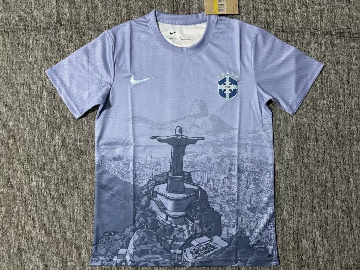 Fan Version 2025 Brazil Grey Jesus Edition Soccer Jersey Brasil Camisetas de Futbol