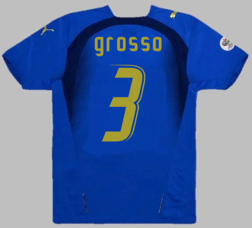 with 2006 World Cup Patch Retro Jersey 2006 Italy GROSSO 3 Home Vintage Soccer Jersey
