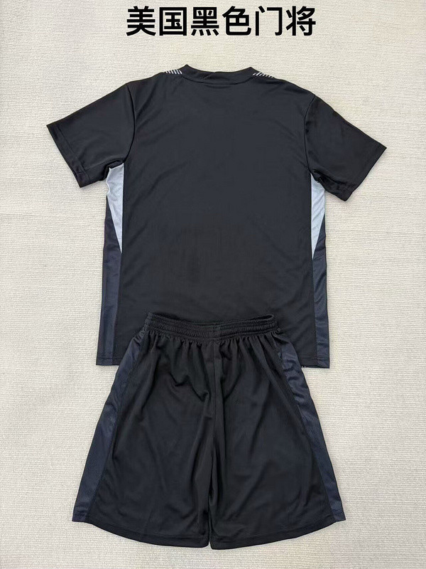 Youth Uniform Kids Kit USA 2025 Black Goalkeeper Soccer Jersey Shorts United States Child Football Set