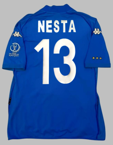 with Patch Retro Jersey 2002 Italy NESTA 13 Home Soccer Jersey Vintage Football Shirt