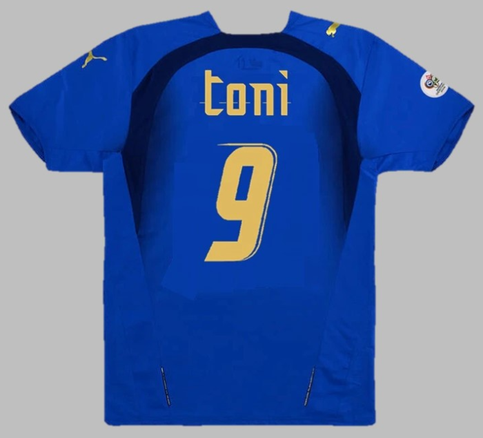 with 2006 World Cup Patch Retro Jersey 2006 Italy TONI 9 Home Vintage Soccer Jersey