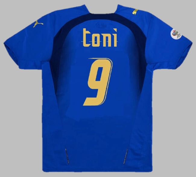 with 2006 World Cup Patch Retro Jersey 2006 Italy TONI 9 Home Vintage Soccer Jersey