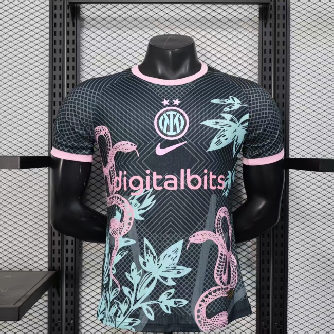 Player Version 2025-2026 Inter Milan Black/Pink Snake Edition Soccer Jersey Football Shirt