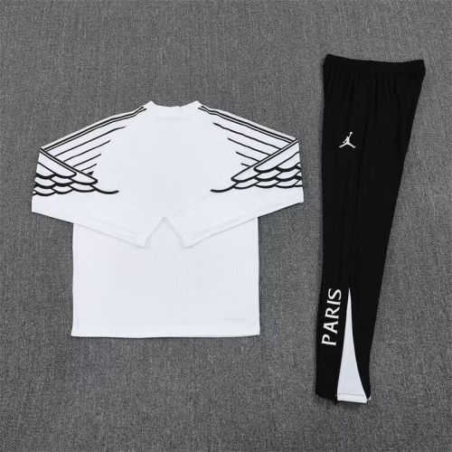 2025-2026 PSG White/Black Soccer Training Sweater and Pants Football Kit