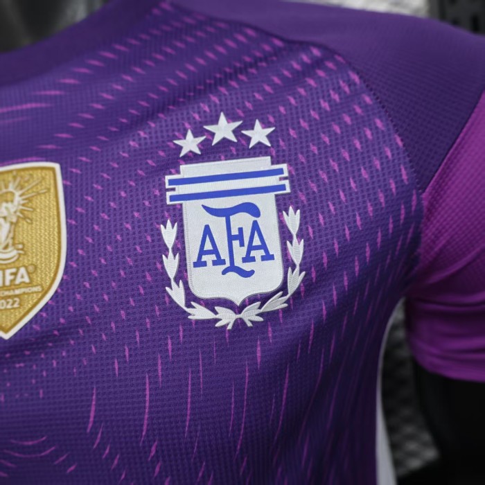 with FIFA World Champions 2022 Patch Player Version Argentina 2025 Purple Soccer Jersey Camisetas de Futbol