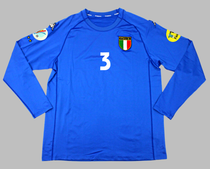 with Patch Long Sleeve Retro Jersey 2000 Italy MALDINI 3 Home Soccer Jersey Vintage Football Shirt