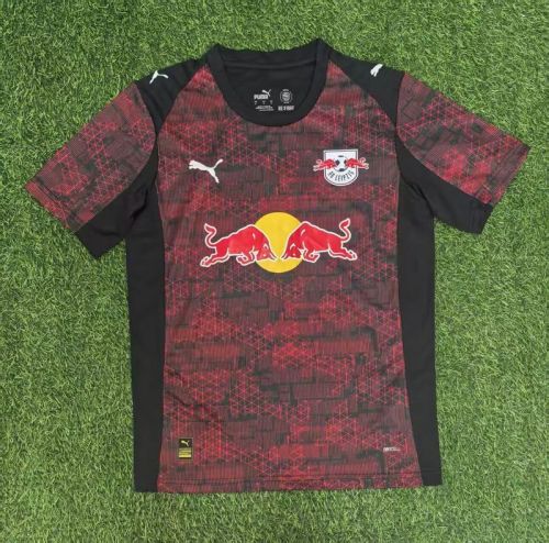 Fans Version 2025-2026 RB Leipzig Third Away Red/Black Soccer Jersey Football Shirt