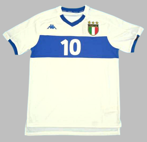 Retro Jersey 1998-2000 Italy DEL PIERO 10 Away White Soccer Jersey Vintage Football Shirt