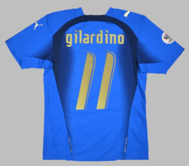 with 2006 World Cup Patch Retro Jersey 2006 Italy GILARDINO 11 Home Vintage Soccer Jersey