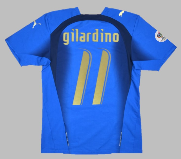 with 2006 World Cup Patch Retro Jersey 2006 Italy GILARDINO 11 Home Vintage Soccer Jersey