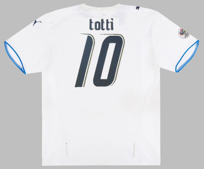 with World Cup Patch Retro Jersey 2006 Italy TOTTI 10 Away White Soccer Jersey Vintage Football Shirt