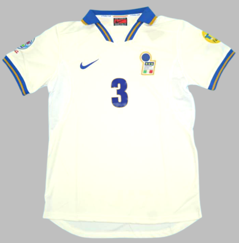 with Patch Retro Jersey 1996 Italy MALDINI 3 Away White Soccer Jersey