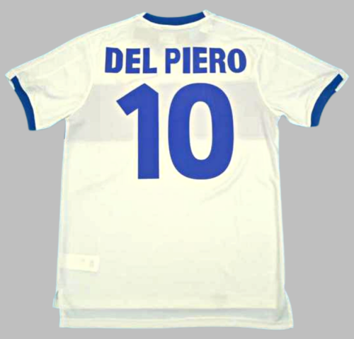 Retro Jersey 1998-2000 Italy DEL PIERO 10 Away White Soccer Jersey Vintage Football Shirt
