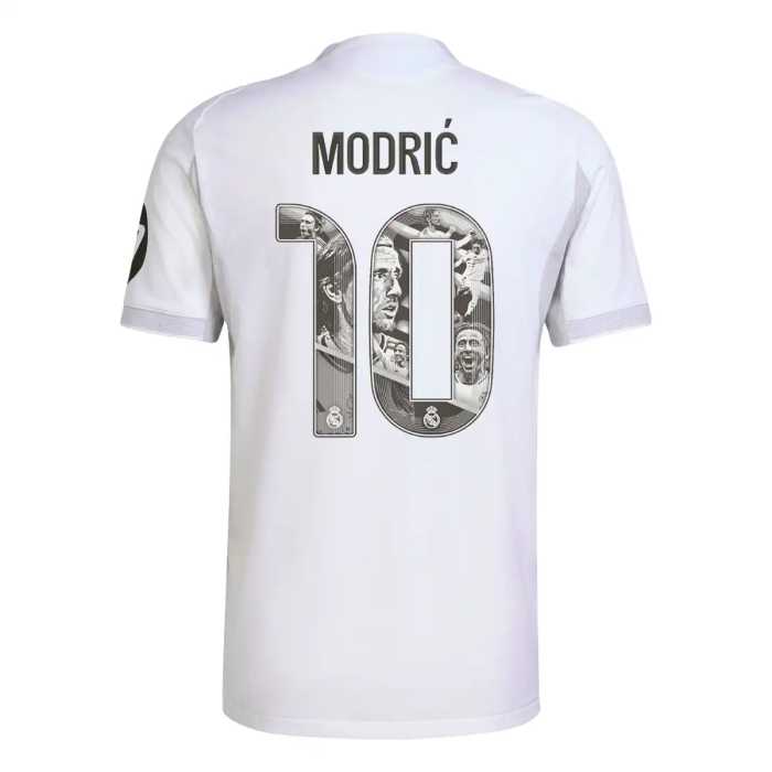 with HP Fan Version 2025-2026 Real Madrid MODRIC 10 Special Fonts Home Soccer Jersey Real Football Shirt