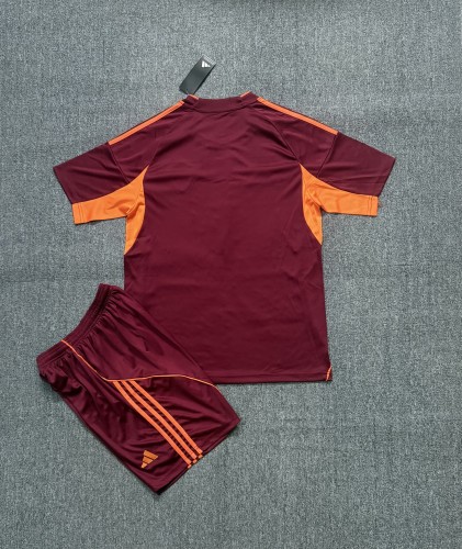 Adult Uniform 2025-2026 As Roma Home Soccer Jersey Shorts Men's Football Shirt