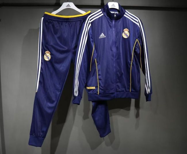 Retro Model 1999-2000 Real Madrid Dark Blue Soccer Training Jacket and Pants Football Tracksuit