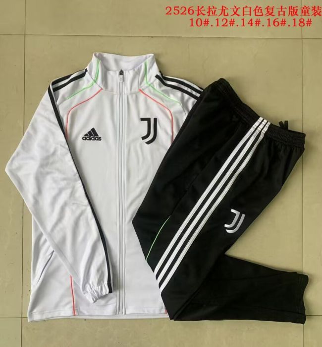 Youth 2025-2026 Juventus White Soccer Training Jacket Football Jacket and Pants