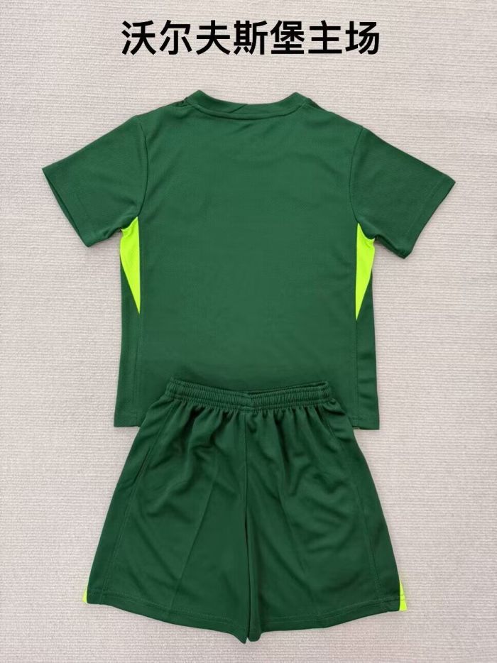 Youth Uniform Kids Kit 2025-2026 Wolfsburg Home Soccer Jersey Shorts Child Football Set