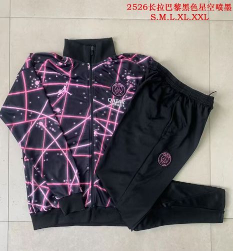 2025-2026 PSG Black/Purple Soccer Training Jacket and Pants Football Tracksuit
