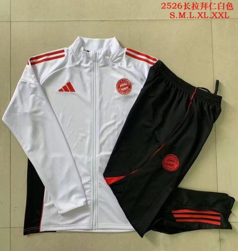 2025-2026 Bayern Munich White/Red Soccer Training Jacket and Pants Football Tracksuit