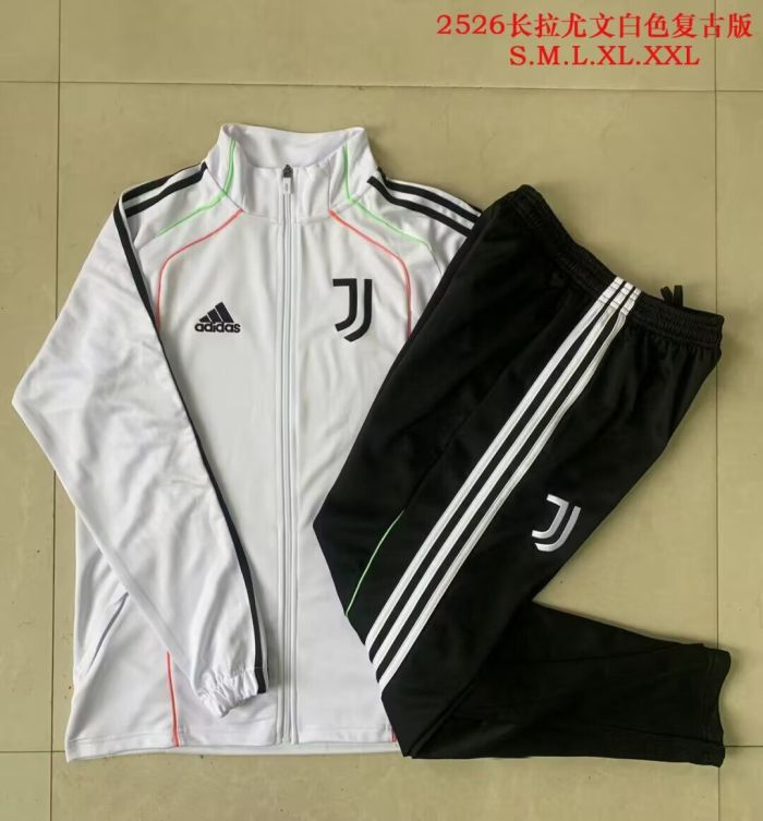 2025-2026 Juventus White Soccer Training Jacket and Pants Football Tracksuit