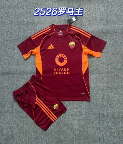 Adult Uniform 2025-2026 As Roma Home Soccer Jersey Shorts Men's Football Shirt