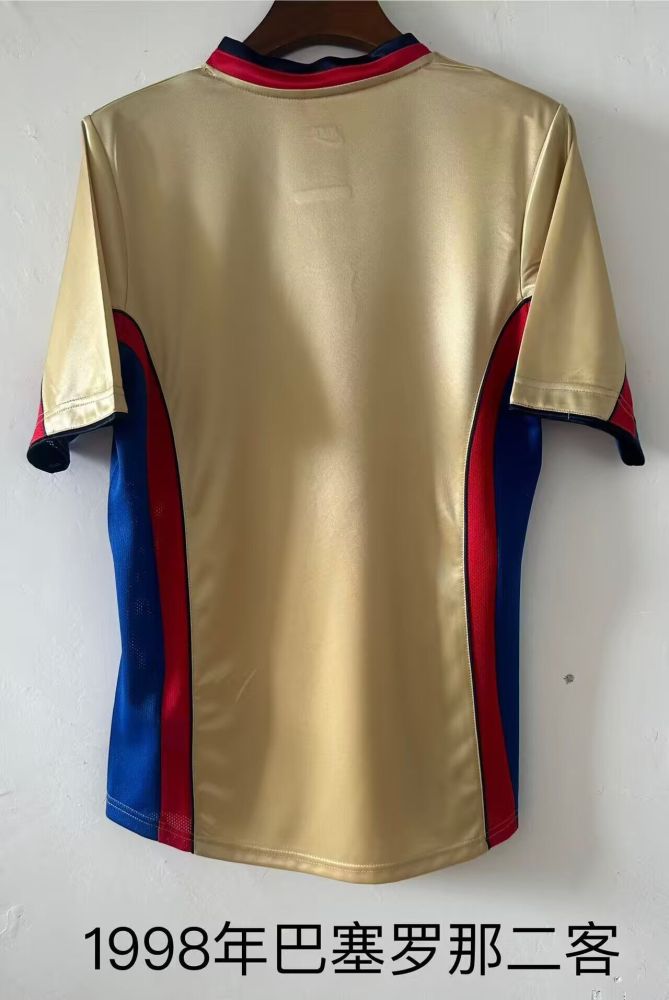 Retro Jersey 1998-1999 Barcelona Third Away Gold Soccer Jersey Vintage Football Shirt